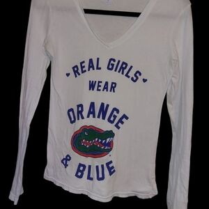 Soffe Women's Size S White Long Sleeve Gator's Graphic Tee